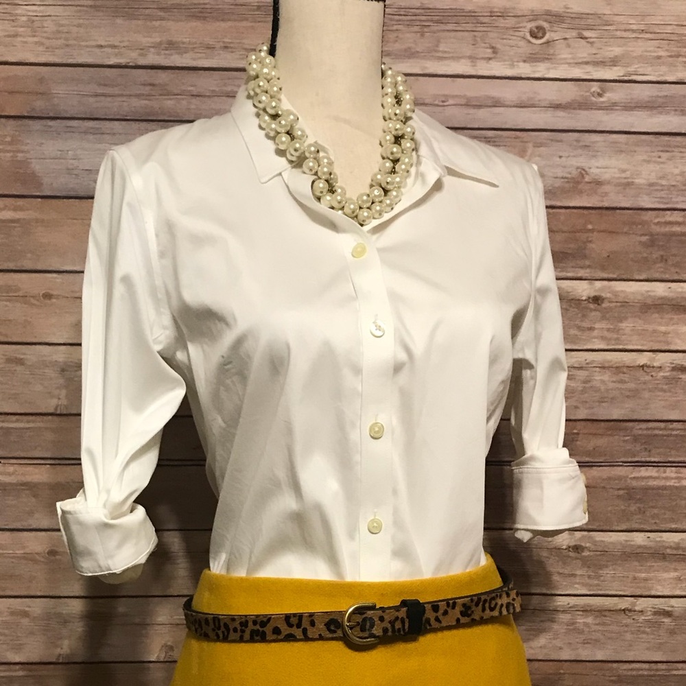 Banana republic white button down top 10